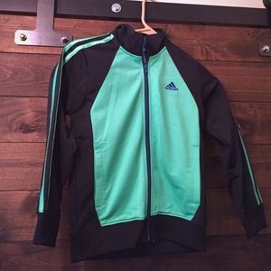 💚ADIDAS Boys Black & Green Track Jacket Size 6